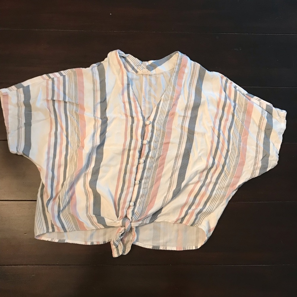 Sim & Sam Crop Front Knot Shirt